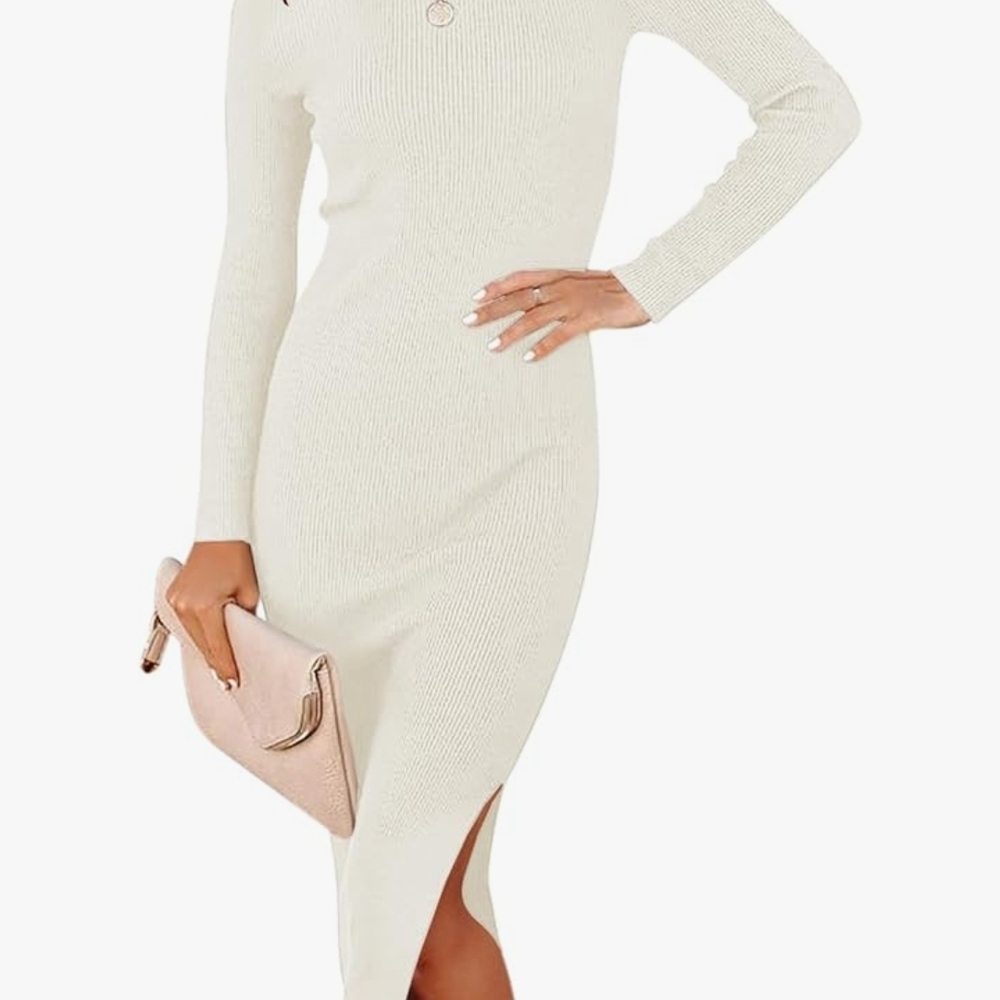 Elegant Cream Knit Dress